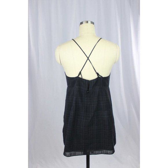 Aritzia WILFRED Pursuit Black Plaid Gauze V-Neck Twist Camisole Tank Top, Size M - Picture 3 of 16